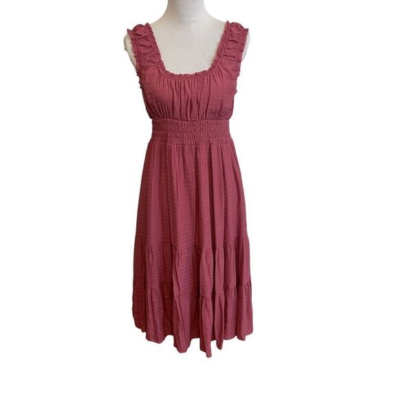 AlvaQ Summer Dress Sleeveless Smocked Midi High Waist Tiered A Line Sundress wit - Picture 1 of 11